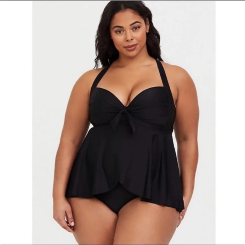 Torrid tie front flyaway black swimsuit
